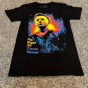 Black Halloween Michael Myers Graphic T-Shirt with Colorful Print